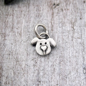 Doggy Face Pendant in Sterling Silver, Dog Lover&#39;s Jewelry, Dog Charm, Dog Jewelry, Dog Pendant, Dog Remembrance Charm