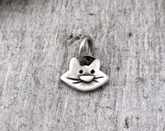 Kitty Cat Face Pendant in Sterling Silver, Cat Lover's Jewelry, Cat Charm, Cat Jewelry, Cat Pendant, Cat Remembrance Charm