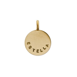 14 Karat Gold Disc Necklace, Circle Name Pendant, Child&#39;s Name Necklace, Mother&#39;s Jewelry
