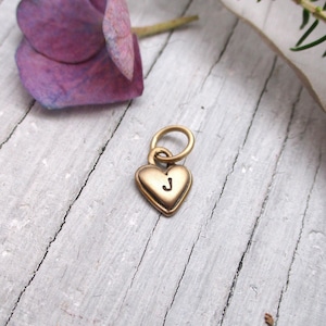 14 Karat Gold Mini Double Heart Charm, Personalized Heart Charm, Initial Charm in Gold