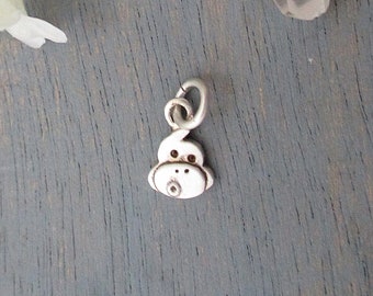 Little Monkey Face Charm in Sterling Silver, Tiny Monkey Charm, Silver Monkey Pendant