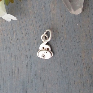 Little Monkey Face Charm in Sterling Silver, Tiny Monkey Charm, Silver Monkey Pendant