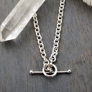 Toggle Closure Cable Chain, 16&quot; to 30&quot; Lengths, 3.6mm Silver Toggle Chain, T-Clasp Cable Necklace for Charms, Chain and Toggle Closure