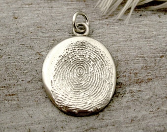 Sterling Silver Organic Style Fingerprint Pendant: Memorial Thumbprint Jewelry from Digital Print