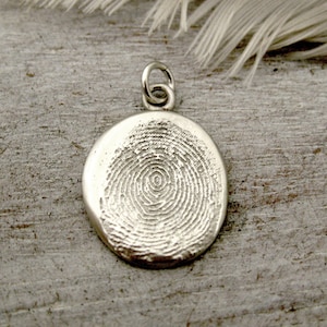 Sterling Organic Shaped Fingerprint Pendant from Flat Ink Print, Fingerprint Pendant, Thumb print Pendant, Memorial fingerprint Pendant