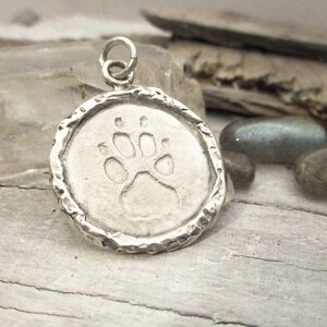 Solid 14 Karat Gold Your Own Dog&#39;s or Cat&#39;s Paw Print 20mm Edged Charm, Gold Paw Charm, Gold Paw Print Pendant