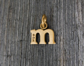 14k Gold Baby Lowercase M Initial Charm, Initial Jewelry, Initial Pendant, Gold Letter, Gold Monogram Charm, Rose Gold M White Gold Initial