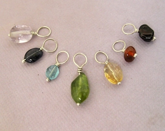 Sterling Chakra Beads Set, 7 Chakra Beads, Amethyst, Iolite, Apatite, Peridot, Citrine, Carnelian, Garnet, Chakra Balancing Gem Bead Charms