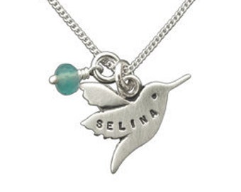 Hummingbird Name Necklace in Silver