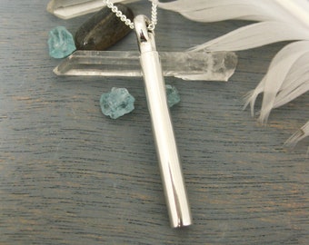 Cylinder Pendant for Cremation Ashes Sterling Silver, Memorial Urn for Ashes, Cremation Urn Pendant Necklace, Pet Ashes