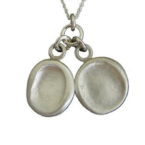 Silver Two or More Finger Prints or Thumb Prints Necklace, Thumb Print Jewelry, Thumbprint Necklace, Finger Print Jewelry, Fingerprint Thumb image 2