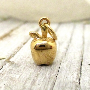 Whole Apple Charm Pendant in Solid 14 Karat Gold