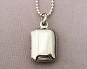 Small Rectangle Locket in Sterling Silver, Engraveable Vintage Look Hinged Locket, Photo Locket, Keepsake Locket, Memorial Locket Charm
