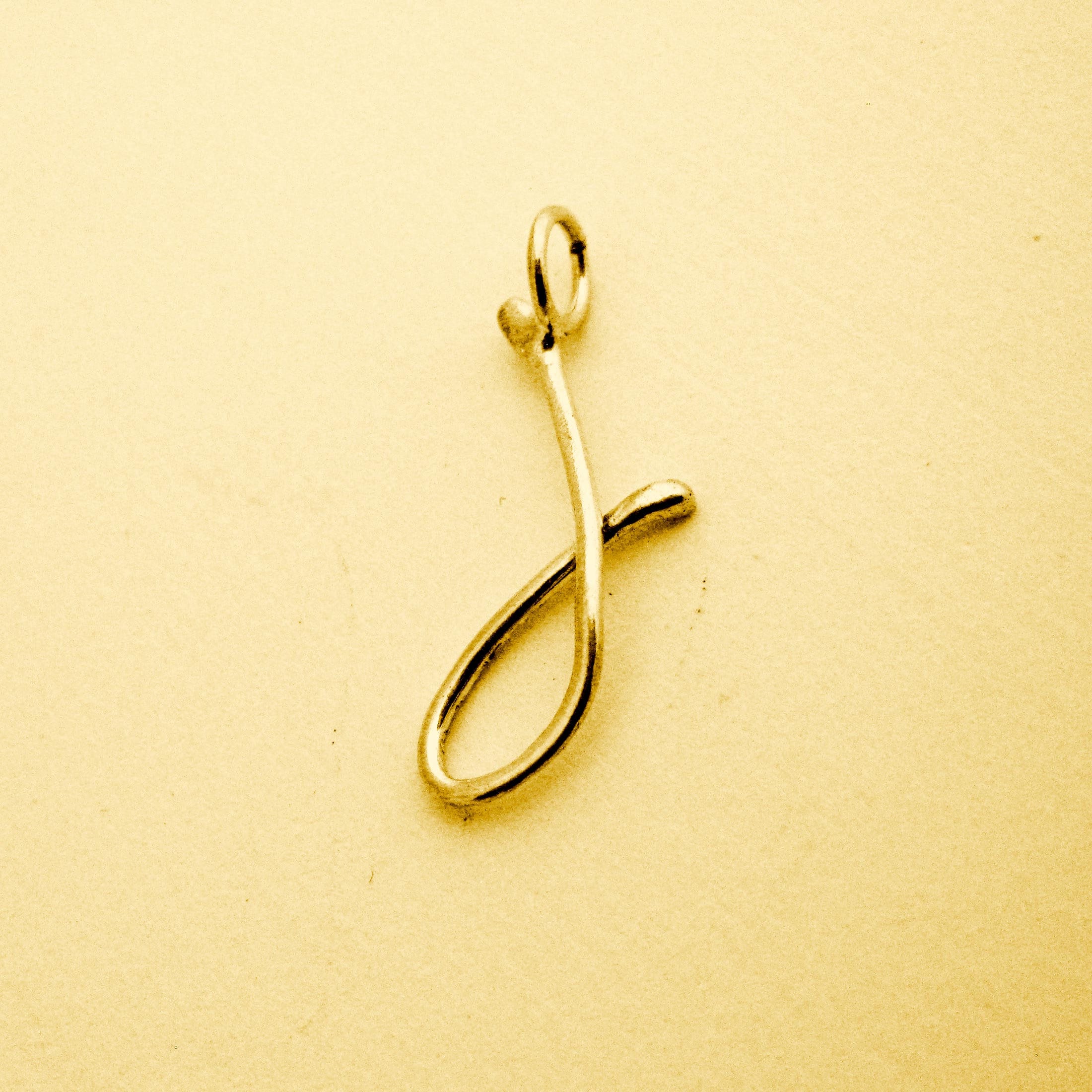 14K Gold Script Initial Pendant Letter J Initial Jewelry Etsy