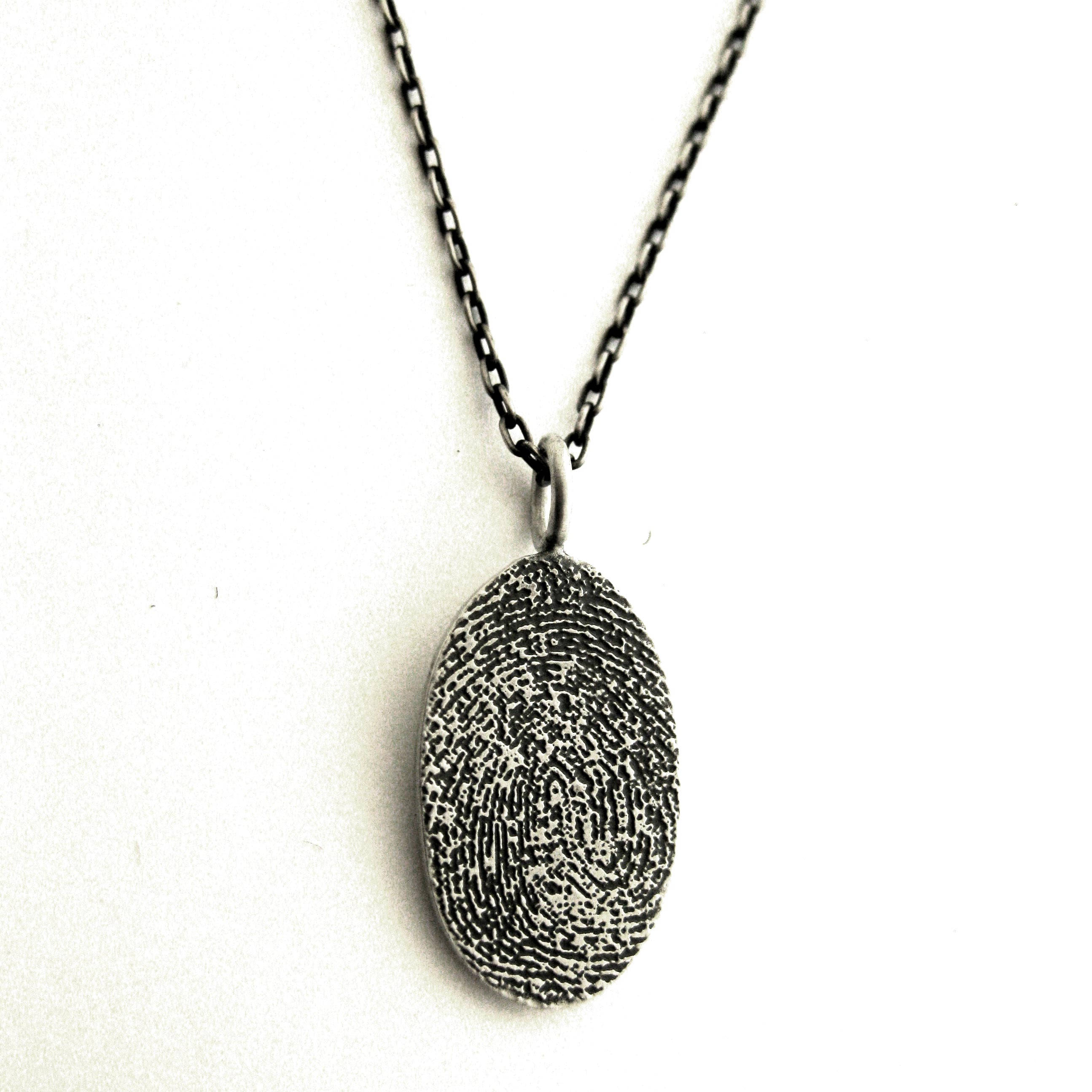 Sterling Silver Fingerprint Pendant Men's Memorial Etsy