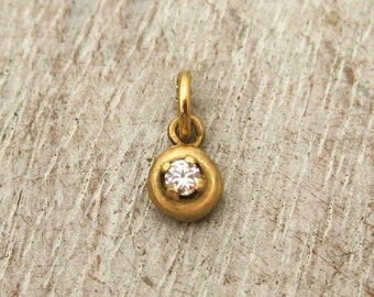 Gold Echtes Korb Set Geburtsstein Charm in 13 Farben, Echte Edelsteine in Gelbgold, Layering Halsketten, Gold Geburtsstein Charm