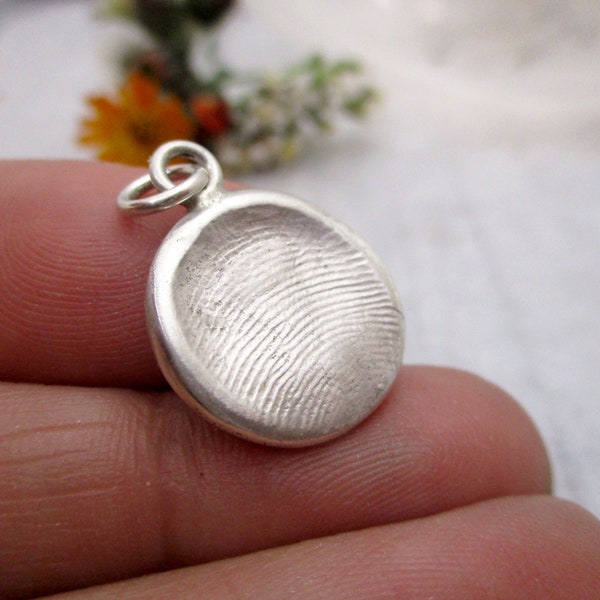 Sterling Fingerprint Impression Pendant LIVE PRINT, Fingerprint Thumbprint Jewelry, Thumb Print Finger Print Necklace, Thumbprint Pendant