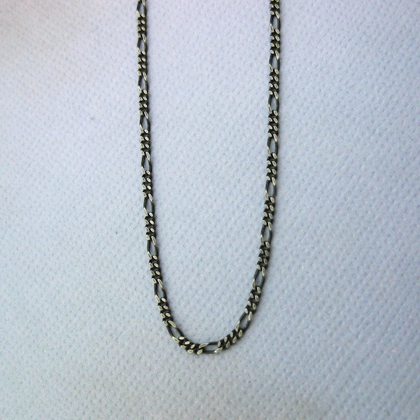 Oxidized Sterling Silver Figaro Chain, Blackened Silver Necklace, Delicate 1mm Figaro Chain