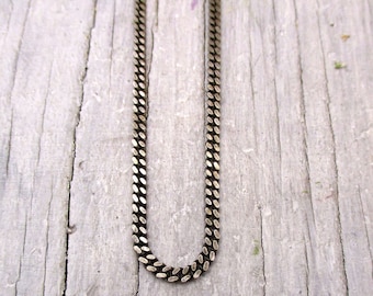 Oxidized Sterling Silver 2.5mm Curb Chain: Blackened Necklace for Men