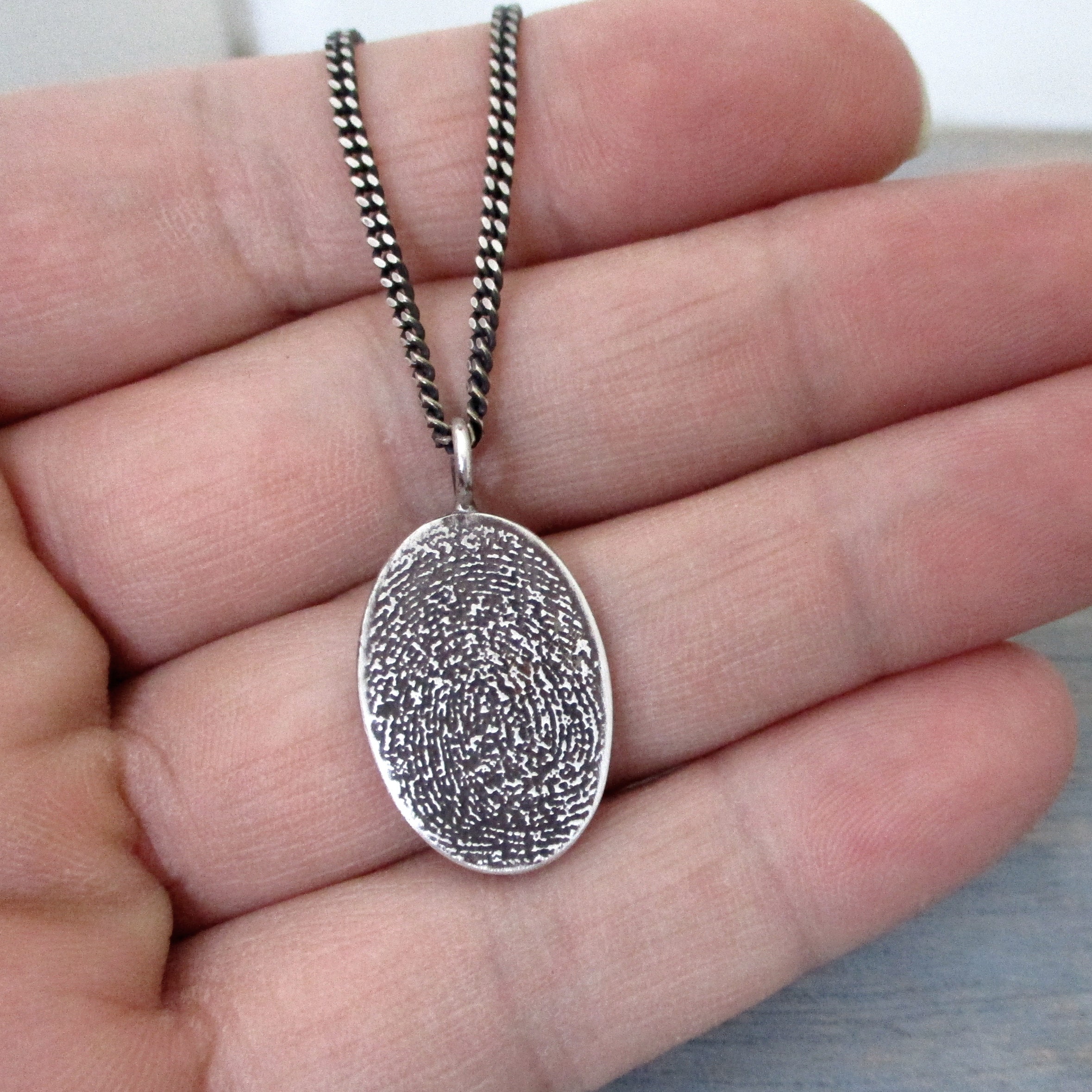 Sterling Silver Fingerprint Pendant Men's Memorial Etsy