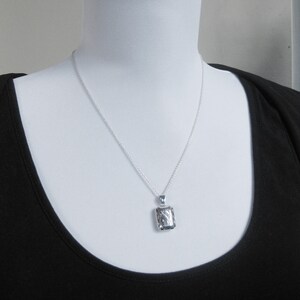 Engraved Small Rectangle Locket in Sterling Silver, Vintage Look Hinged ...