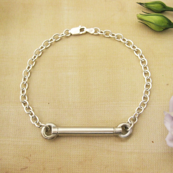 Cylinder Pendant for Cremation Ashes Bracelet, Sterling Silver, Memorial Urn for Ashes, Cremation Urn Women's Bracelet, Pet Ashes Bracelet