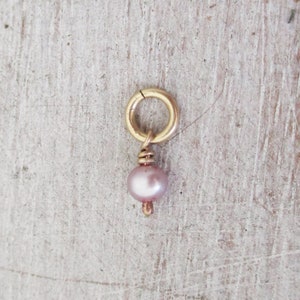Pink Pearl Charm in Gold, Gold Filled or Silver Finding, 14 Karat Gold Pearl Charm, Rose Gold Pearl Pendant, White Gold Pearl image 1