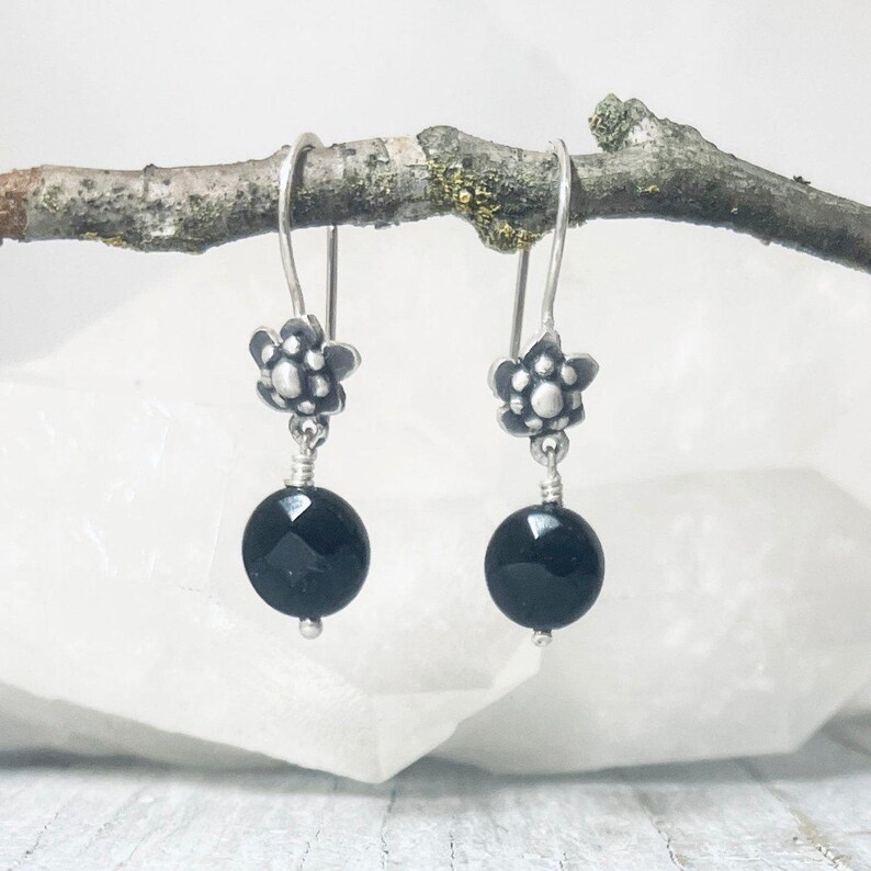 MAID Mini Flower and Gem Bead Earrings in Sterling Silver, Designed for the Netflix Series - Luxe Design Jewellery
