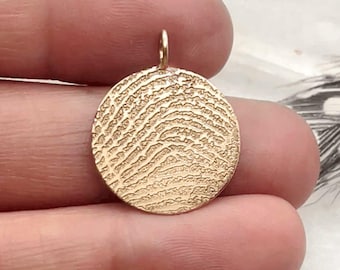 Fingerprint Disc in 14 Karat Yellow Gold - Email us your Fingerprint