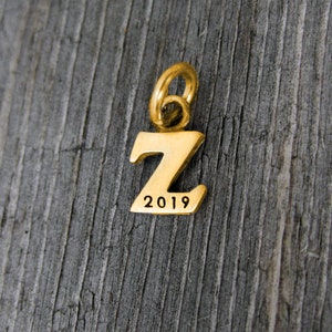 14k Gold Baby Lowercase Z Initial Charm, Initial Jewelry, Initial Pendant, Gold Letter, Gold Monogram Charm, Rose Gold Z White Gold Initial