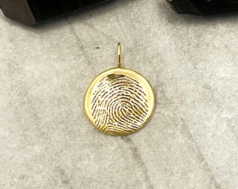 Colgante con huella dactilar en oro macizo de 14k, joya conmemorativa.