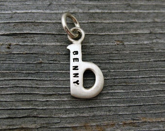 Ciondolo personalizzato con lettera B minuscola per neonato, ciondolo monogramma in argento massiccio o oro, ciondolo con iniziali, collana con nome, ciondoli con lettere