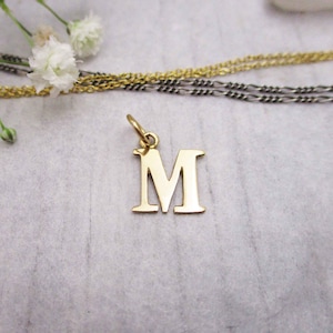 Capital Letter M Initial Charm in 14K Yellow, Rose or White Gold