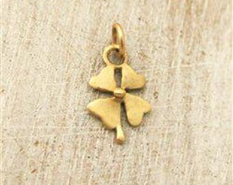 Four Leaf Clover Charm in Solid 14 Karat Yellow Gold