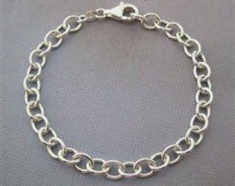 Sterling Silver 6mm Oval Link Bracelet for Charms