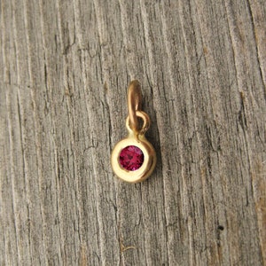 14K Gold Ruby July Birthstone Charm, Solid Gold Ruby Birthstone Pendant, Ruby Pendant in Solid Rose Gold, White Gold