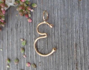 14K Yellow Gold Script Initial Pendant Letter E, Initial Jewelry,Rose Gold Letter E Initial Necklace, E Initial Monogram, White Gold E Charm