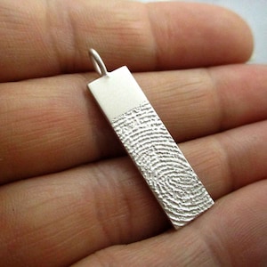 Rectangle Fingerprint Pendant from Digital Image in Sterling Silver