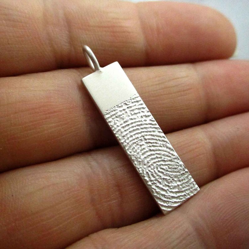 Rectangle Fingerprint Pendant from Digital Image in Sterling Silver