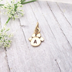 14k Solid Gold Dog Paw Charm, Paw Charm, Gold Cat Paw Charm, Dog Paw Pendant Gold, Paw Initial Charm, Gold Pet Memorial Paw Charm