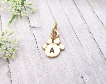 14k Solid Gold Dog Paw Charm, Paw Charm, Gold Cat Paw Charm, Dog Paw Pendant Gold, Paw Initial Charm, Gold Pet Memorial Paw Charm