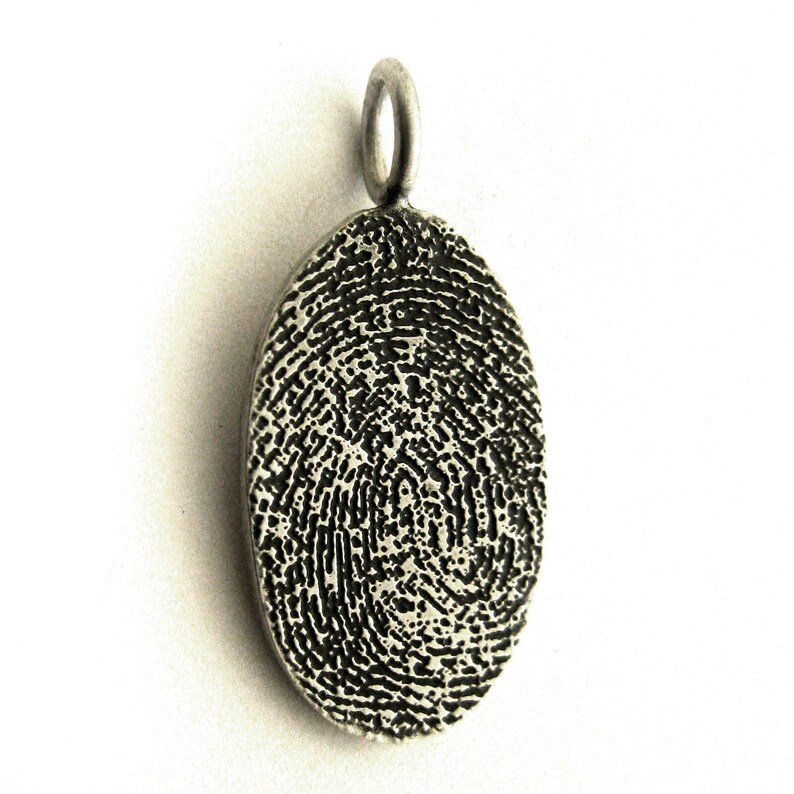 Sterling Silver Fingerprint Pendant Men's Memorial Etsy