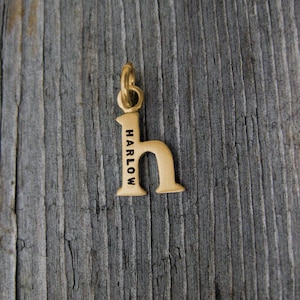 Charm inicial de oro de 14k con letra H minúscula para bebé, joyería con inicial, colgante con inicial, letra de oro, charm con monograma de oro, inicial H de oro rosa y oro blanco