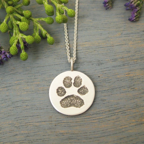 Your Dog's Actual Paw Print Necklace Pet Loss Memorial Etsy