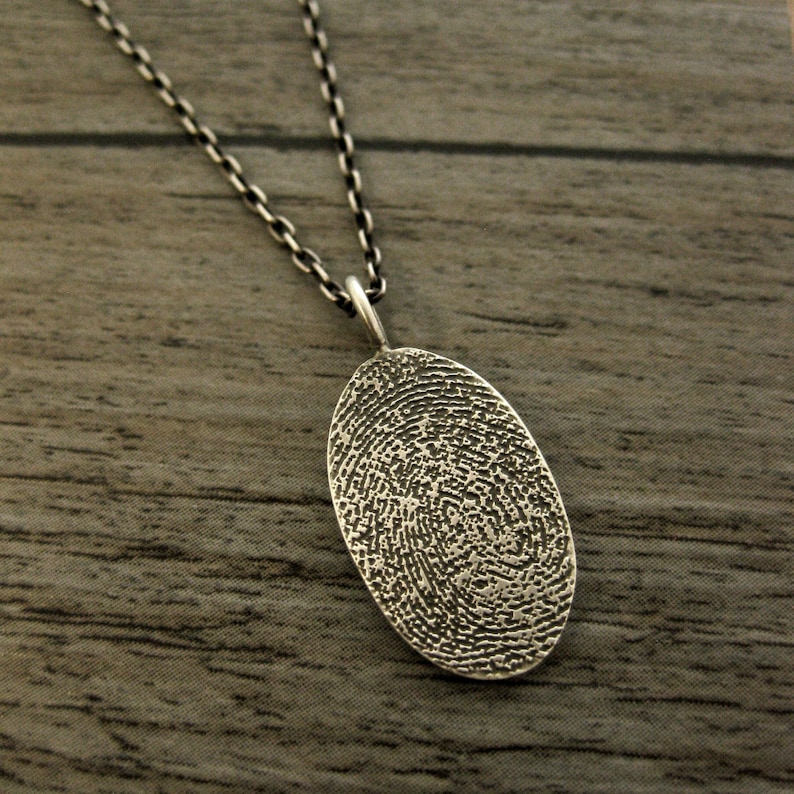 Sterling Silver Fingerprint Pendant Men's Memorial Etsy