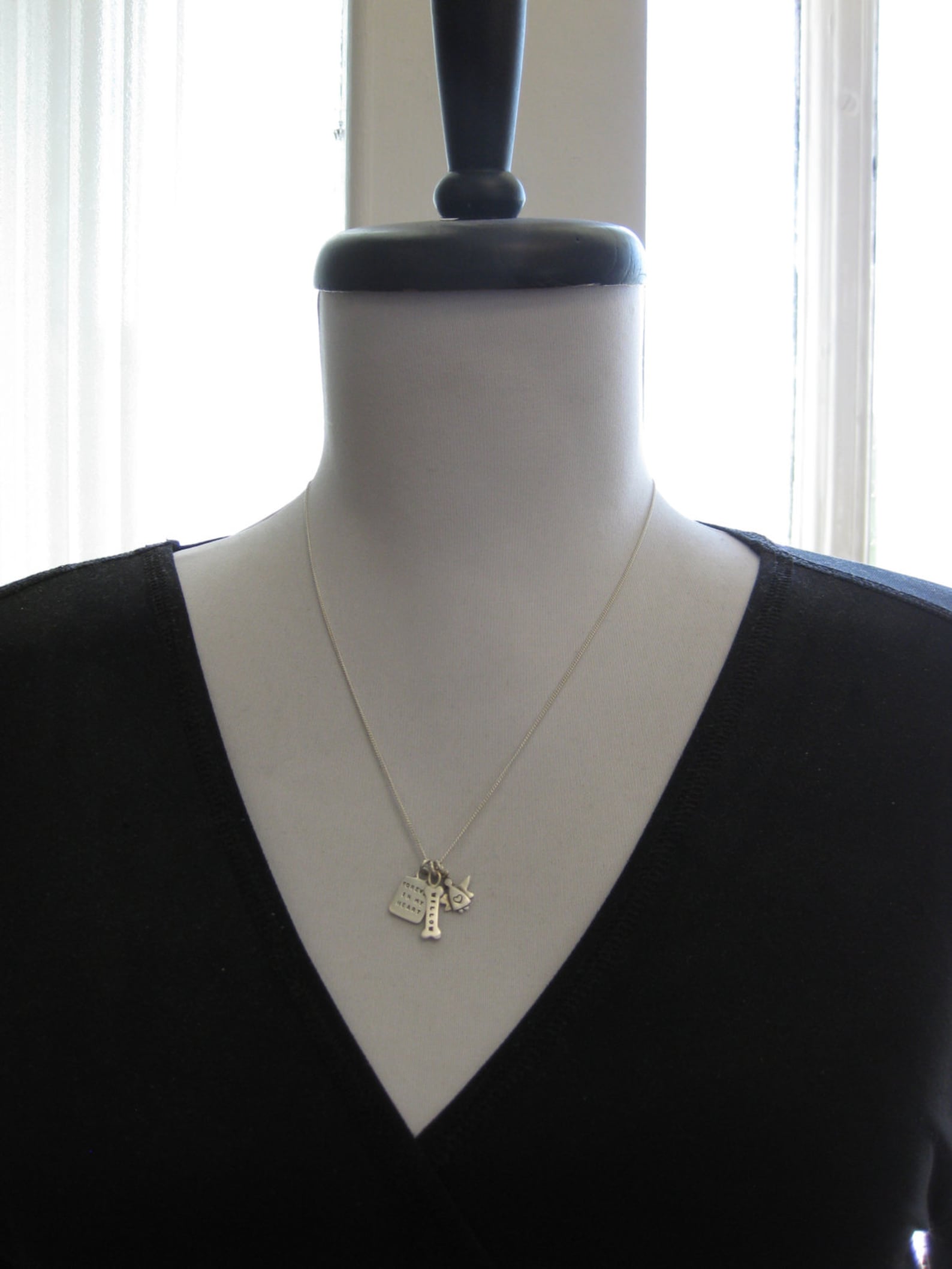 Silver Personalized Dog Bone Charm Necklace Bone Charm Bone Etsy