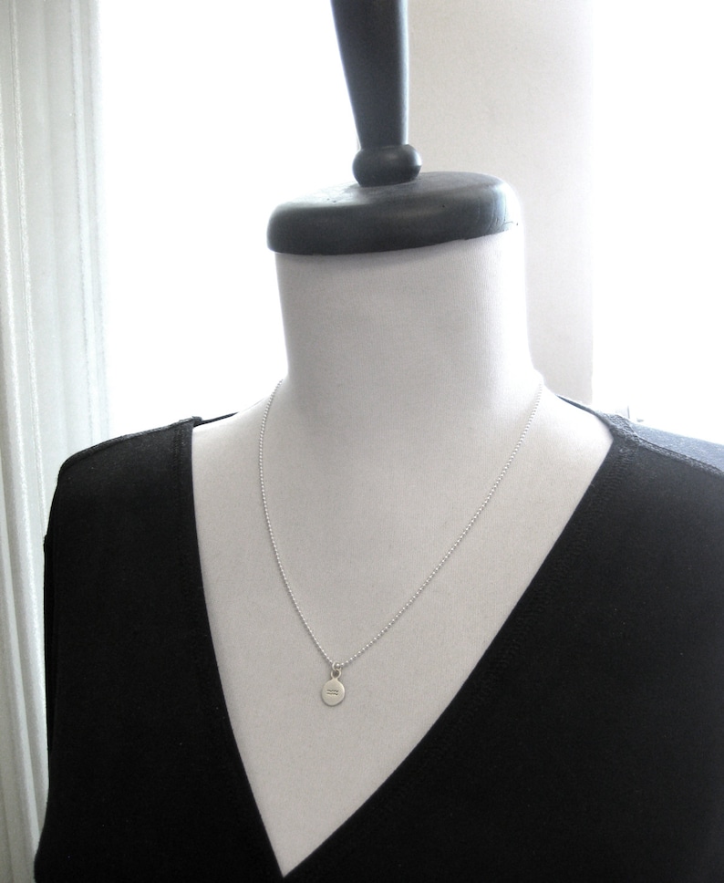 Puede incluir: Un collar de cadena de plata con un peque&ntilde;o colgante redondo que presenta el s&iacute;mbolo astrol&oacute;gico de Acuario.