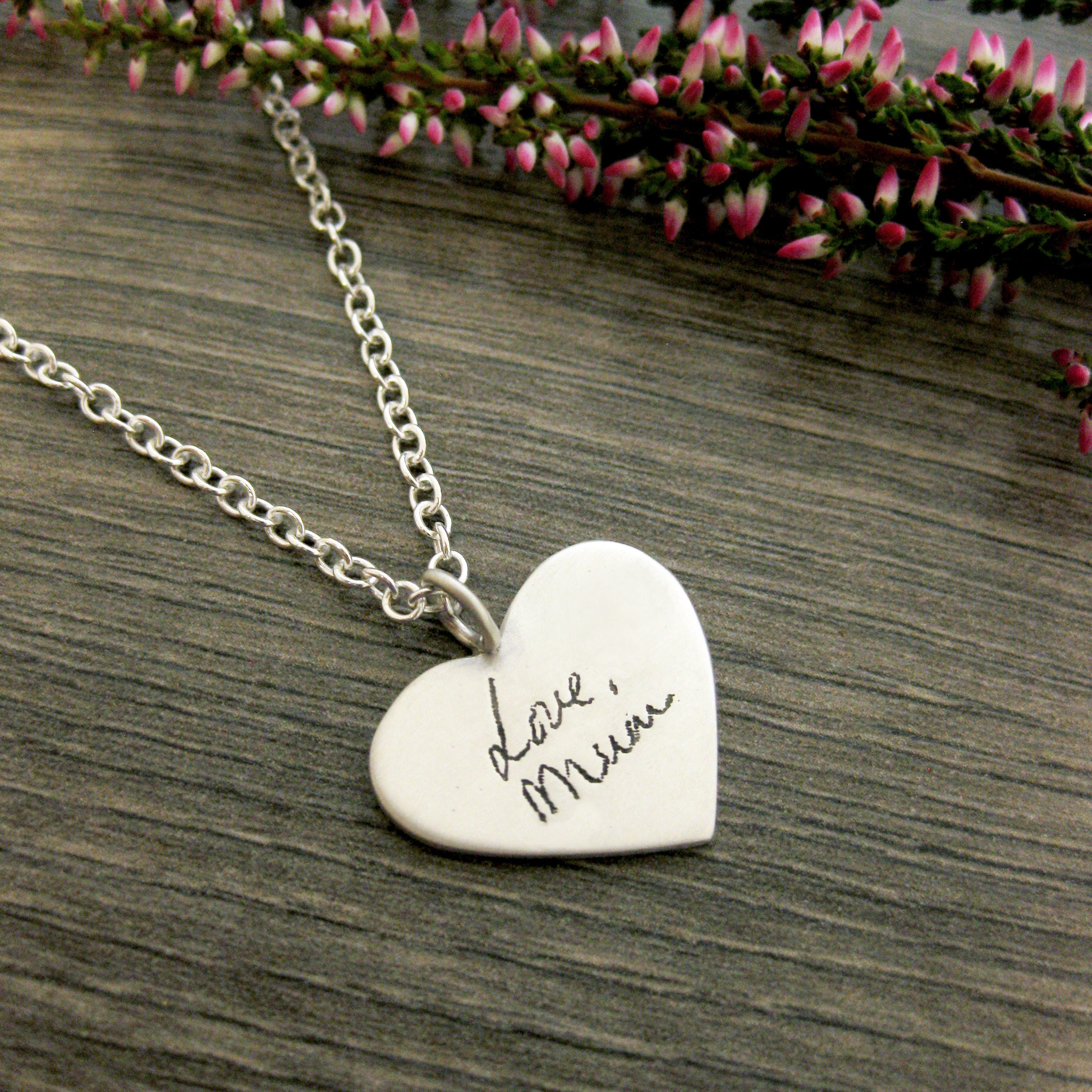 Actual Handwriting Charm Necklace in Sterling Silver, add your own loved one's hand writing to our silver charms.