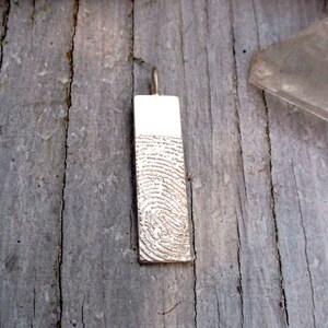 Rectangle Fingerprint Pendant from Digital Image in Sterling Silver