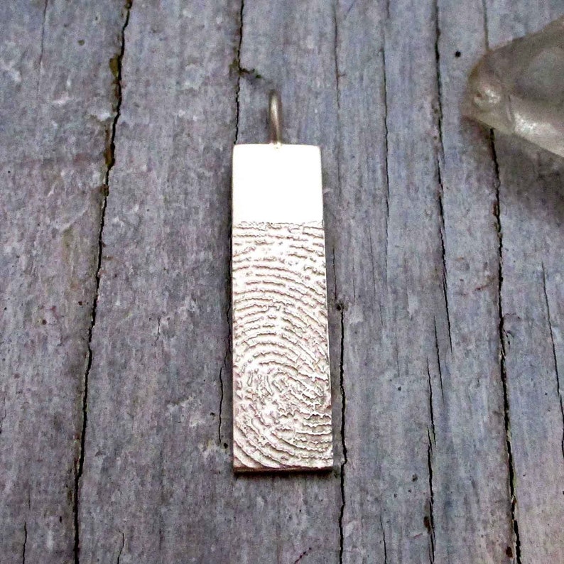 Rectangle Fingerprint Pendant from Digital Image in Sterling Silver